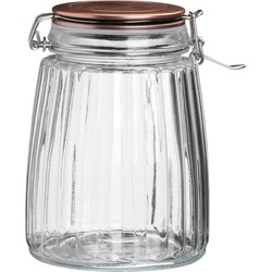 Urban Living Weckpot/inmaakpot - 1,5L - glas - met beugelsluiting - koperen deksel - Weckpotten