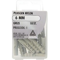 Pluggen 6mm nylon grs 18st