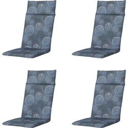 Madison -  Tuinstoelkussen Hoge Rug Circle blue - Ca. 120x50 cm - Set van 4