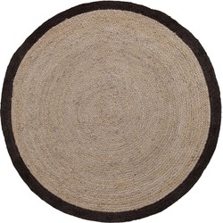 Kave Home - Saht rond vloerkleed jute & katoen naturel & zwart Ø 150 cm