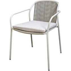 Vedella stackable dining chair without armrests aluminium salix/rope salix