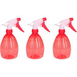 3x Waterspray plantensproeiers rood 500 ml - Plantenspuiten