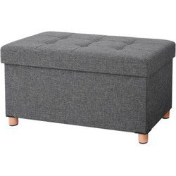 Opvouwbare opbergbank met deksel en massief houten poten - L76 cm