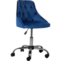 Beliani PARRISH - Bureaustoel-Blauw-Fluweel