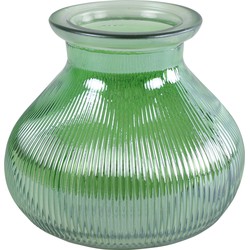 Decostar Bloemenvaas - groen/transparant glas - H12 x D15 cm - Vazen