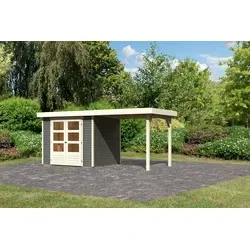 Karibu tuinhuis Askola 3 Grijs met overkapping, 491 x 238 cm
