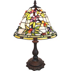 LumiLamp Tiffany Tafellamp  31x31x47 cm Beige Groen Glas Bloemen Tiffany Bureaulamp