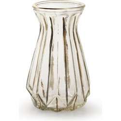 Jodeco Bloemenvaas Grace - transparant/goud - glas - D12 x H18 cm - Scandinavische vaas - Vazen