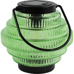 Countryfield Tuin lantaarn Jardin - solar - groen/zwart - D16 x H16 cm - metaal/glas - buiten - Lantaarns
