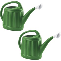 Set van 2x stuks tuinplanten gieter kunststof groen 5 liter - Gieters