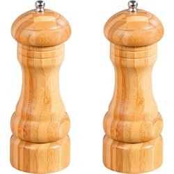 2x Pepermaler/zoutmaler molens 16 cm van bamboe hout - Peper en zoutstel