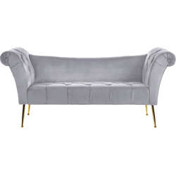 Beliani NANTILLY - Chaise longue-Grijs-Fluweel