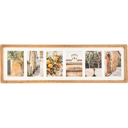 Atmosphera Collage fotolijst voor 6x foto - voor 10 x 15 cm fotos - Mango hout - beige - 70 x 21 cm - Fotolijsten