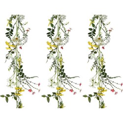 3x Gele/witte kunstbloemen takken 180 cm decoratie - Kunstplanten