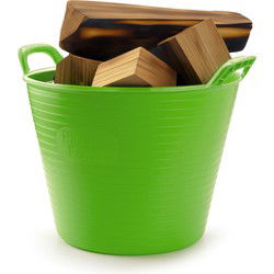 Haardblokken/houtblokken flexibele emmer/kuip - groen - 42 liter -38 x 45 cm - eco kunststof - Opbergmanden