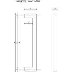 Deurgreep Joost - staal - 160 mm - Modern - Handgreep - Kastgreep - Ladegreep