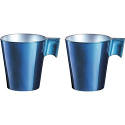 Set van 4x stuks espresso kopjes/bekers donkerblauw 80 ml - Bekers