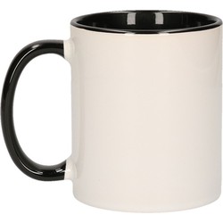 Koffiemok / thee beker - 4x - 300 ml - Wit/zwart - keramiek - Bekers