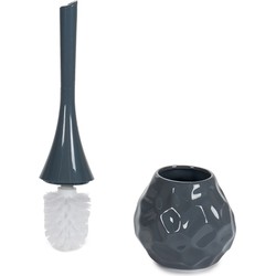 Berilo Toiletborstel/wc-borstel van keramiek - grijs - afsluitbaar - Toiletborstels