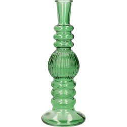 Ideas 4 Seasons Bloemenvaas Florence - groen glas - ribbel - D8,5 x H23 cm - Vazen