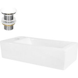 Wastafel incl. afvoergarnituur wit zonder overloop 51x25x13 cm wit keramisch inbouwrecht ML design