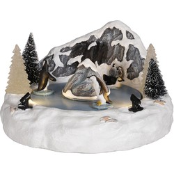 Luville Pinguin Kerstdorp - 20x20x11 cm - Polyresin - Meerkleurig