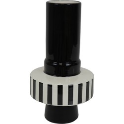 Vase - Stripe - Ceramics - Black/White -14x14x26 cm