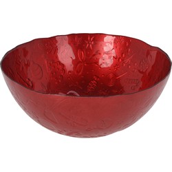 Glazen decoratie schaal/fruitschaal rood rond D28 x H11,5 cm - Fruitschalen