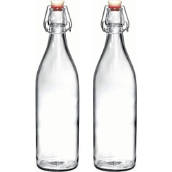 10x Limonadeflessen/waterflessen transparant 1 liter rond - Weckpotten