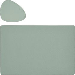 Placemats en onderzetters - set 6x - lederlook - mintgroen - Placemats