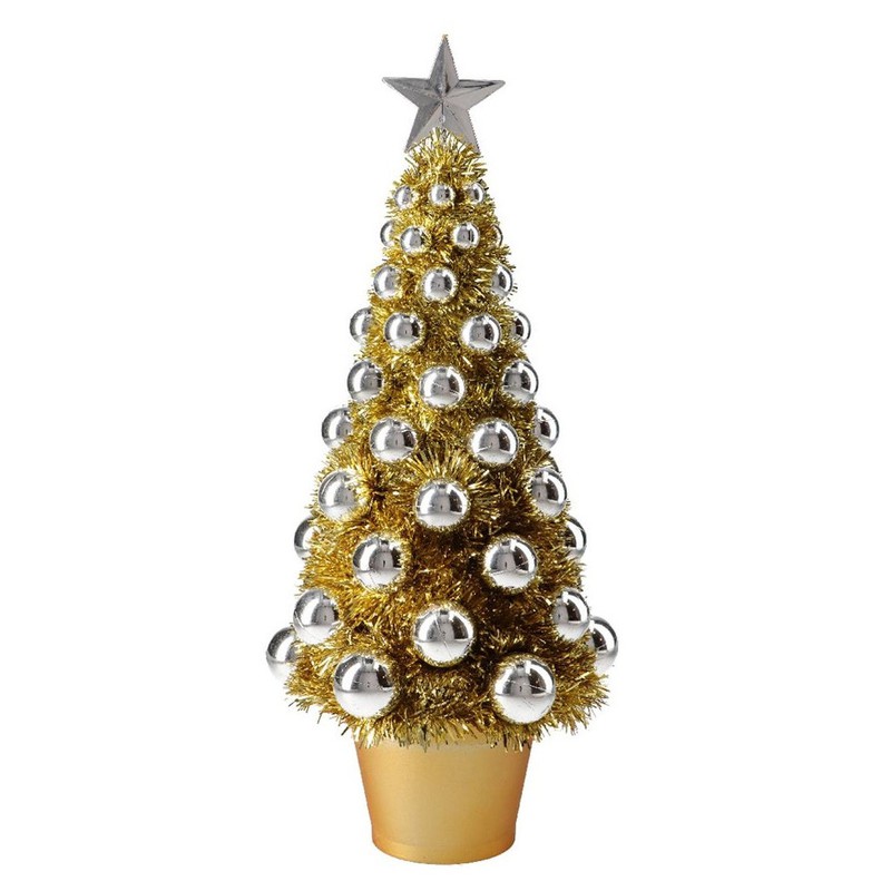 Verrast zijn Fabriek vers Complete mini kunst kerstboompje/kunstboompje goud/zilver met kerstballen  40 cm - Kunstkerstboom - Merkloos - | HomeDeco.nl