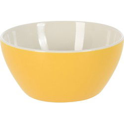 Excellent Houseware Soepkommen/schaaltjes - Acapulco - porselein - D14 x H6.5 cm - geel - Kommetjes