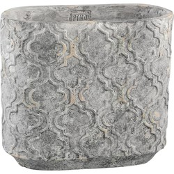 PTMD Mirla Ovale Antieke Bloempot - 40 x 20 x 36 cm - Cement - Grijs