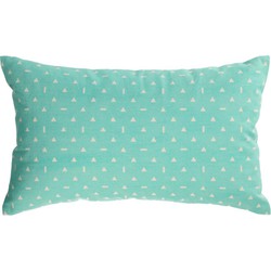 Kave Home - Kussenhoes Zale 100% katoen turquoise met witte driehoekjes 30 x 50 cm