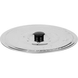 Kinvara universele pannendeksel voor pannen van 25 cm - metaal/kunststof - plat - zilver - Pannendeksels