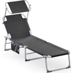 Ligbed Ibiza Grijs 190x59x29cm Alu Zonnescherm