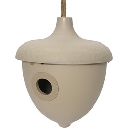 Decoris Vogelhuisje - bamboe hout - beige - D17 x H19 cm - nestkastje - Vogelhuisjes