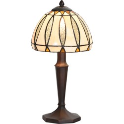 LumiLamp Tiffany Tafellamp  Ø 19x40 cm  Beige Glas Tiffany Bureaulamp