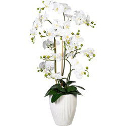 Kopu® Kunstbloem Orchidee 110 cm Wit Bloempot Rond - Phalaenopsis