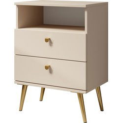 Meubella - Nachtkastje Hidde - Beige - 50 cm
