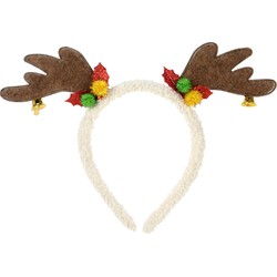 Christmas Decoration kerst haarband - rendier gewei - bruin - polyester - Verkleedattributen