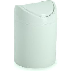 Plasticforte Mini prullenbakje met klepdeksel - mint - 1,4L - 17 cm - Prullenbakken