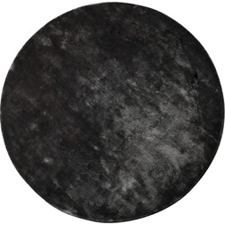 PTMD Flavia Black viscose handwoven carpet round L