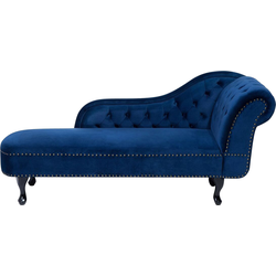 Beliani NIMES - Chaise longue-Blauw-Fluweel