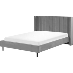 VILLETTE  - Tweepersoonsbed - Grijs - 160 x 200 cm - Fluweel