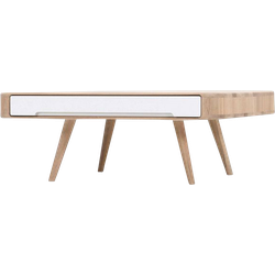 Ena coffee table houten salontafel whitewash - 90 x 90 cm