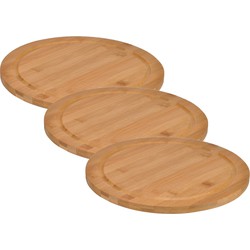 Set van 6x stuks bamboe broodplank/serveerplank/snijplank rond 25 cm - Serveerplanken