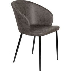 Housecraft Living Hadid Eetkamerstoelen Kunstleer Antraciet/ Grijs - Set van 2
