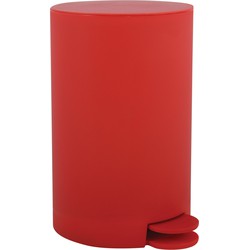 MSV kleine pedaalemmer - kunststof - rood - 3L - 15 x 27 cm - Badkamer/toilet - Pedaalemmers