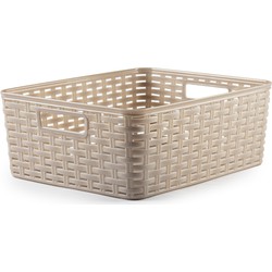 Plasticforte Opbergmand - Kastmand - rotan kunststof - beige - 12 Liter - 30 x 37 x 13 cm - Opbergmanden